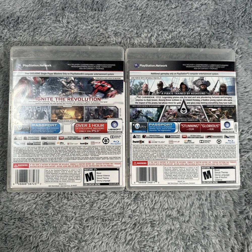 Assassin's Creed Game Lot III & IV Black Flag CIB Tested Working PS3 Pirate